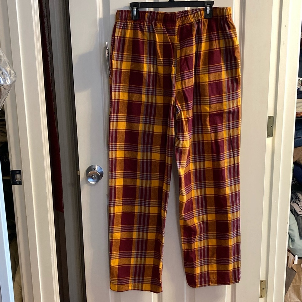 NWT Size Large Yellow and Maroon Plaid ASU Pajama Pants - Picture 4 of 4